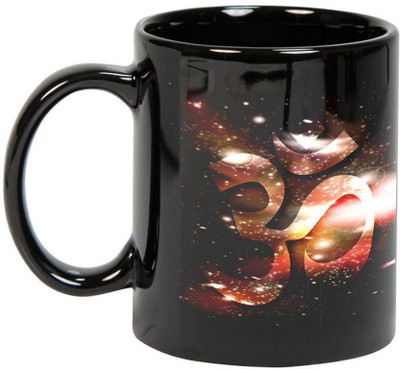 

Prithish Om Black Ceramic Mug(350 ml), Multicolor