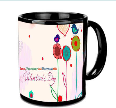 

Raj Laxmi cute birds valentine black' Ceramic Mug(350 ml)