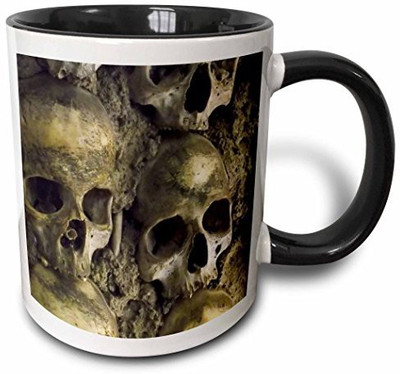 

3dRose Skulls, Chapel of Bones, Evora, Portugal Two Tone Black, 11 oz, Black/White Ceramic Mug(60 ml), Multicolor