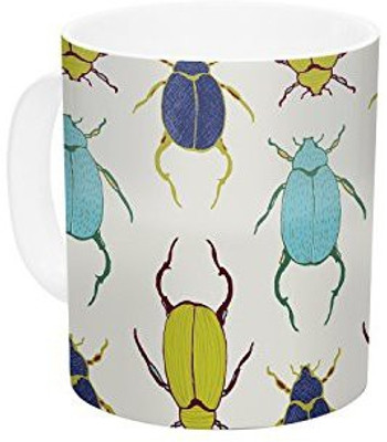 

Kess InHouse InHouse Laurie Baars Beetles Tan Blue Ceramic Coffee, 11 oz, Multicolor Ceramic Mug(60 ml)