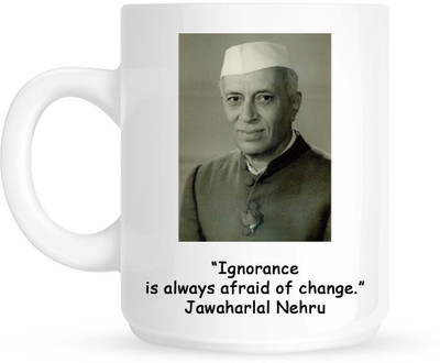 

HuppmeGift Jawahar Lal Nehru White Ceramic Mug(350 ml)