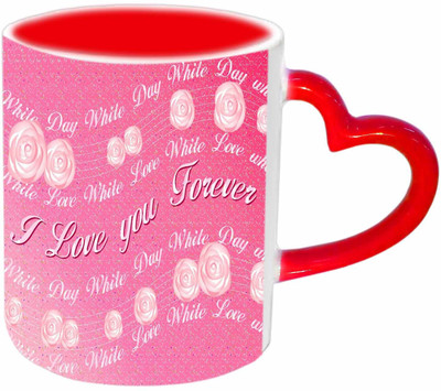 

Raj Laxmi love forever red handle valentine Ceramic Mug(350 ml)