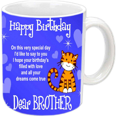 

Raj Laxmi cute cat brother b'day white Ceramic Mug(350 ml)