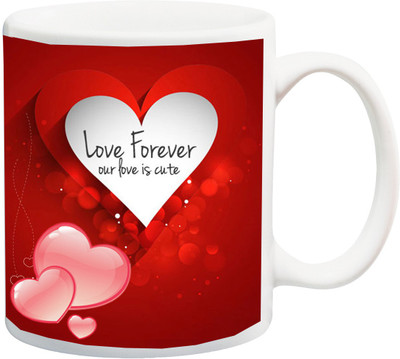 

ME&YOU Gift for Love forever our is cute red printed Ceramic Mug(325 ml), Multicolor