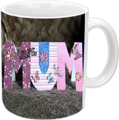 

Raj Laxmi Happy B'day MUM White Ceramic Mug(3.5 ml)