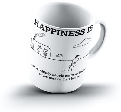 

Ucard Happiness Is2374 Bone China, Ceramic, Porcelain Mug(325 ml), Multicolor