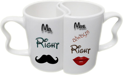 

Ucard Valentines Day Right Always Right Couple Bone China, Ceramic, Porcelain Mug(325 ml), Multicolor