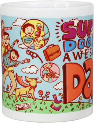 

Chumbak Sooper Dooper Dad Ceramic Mug(300 ml), Multicolor