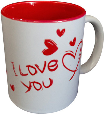 

Luxury Gifts By Nikki I Love You Ceramic Written Artistically Ceramic Mug, Red;white
