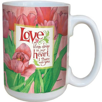 

Tree-Free Greetings Greetings lm43473 Pretty Pink Tulip Love by Robin Pickens Ceramic with Full-Sized Handle, 15-Ounce Ceramic Mug(60 ml), Multicolor