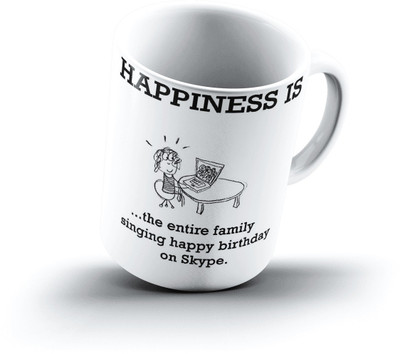 

Ucard Happiness Is2008 Bone China, Ceramic, Porcelain Mug(325 ml), Multicolor