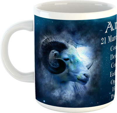 

Deeher Gifts Aries Ceramic Mug(330 ml), Multicolor