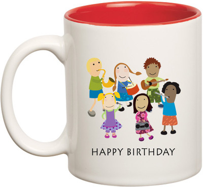

HuppmeGift Birthday Friend Inner Red Ceramic Mug(350 ml), Red;white