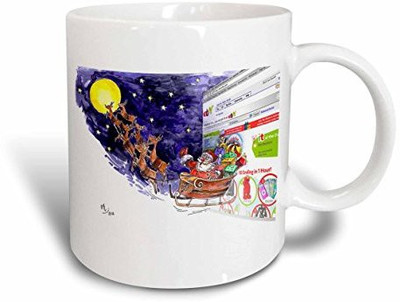 

3dRose Val Cartoon About An E-Bay Christmas Ceramic, 11 oz, White Ceramic Mug(60 ml), Multicolor