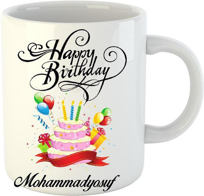 

Huppme Happy Birthday Mohammadyosuf White (350 ml) Ceramic Mug(350 ml)