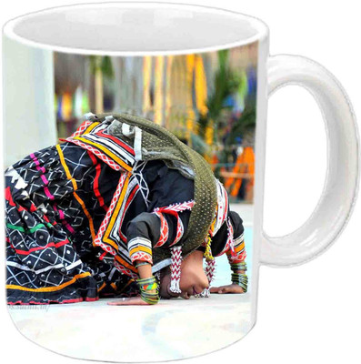 

Raj Laxmi Dancer Gulabo White Ceramic Mug(350 ml)