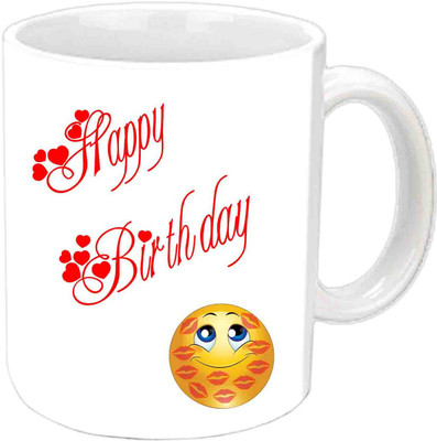 

Raj Laxmi Lips Smile Happy B'day White Ceramic Mug(3.5 ml)