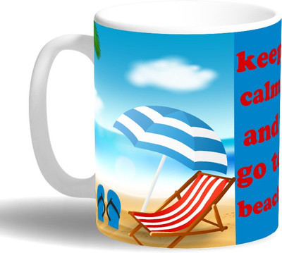 

PRINT OPERA Keep Calm and Go to the Beach Ceramic Mug(330 ml), Multicolor