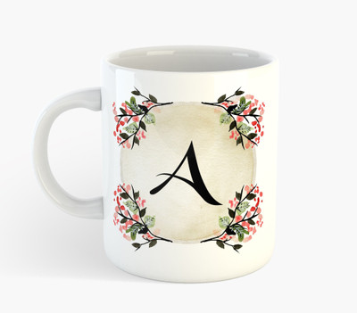 Deeher Gifts 'A' Name Initials- Ceramic Mug(350 ml), Multicolor