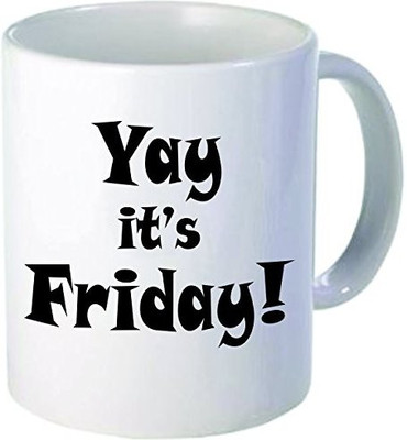 

Rikki Knight Knight Yay It's Friday! Ceramic Coffee Cups, 11 oz, White Ceramic Mug(60 ml), Multicolor