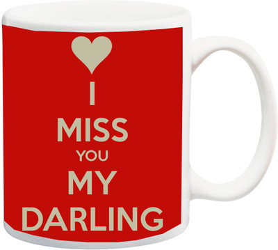 

ME&YOU Gift for Husband/Wife;I Mess You My Darling Red printed Ceramic Mug(325 ml), Multicolor