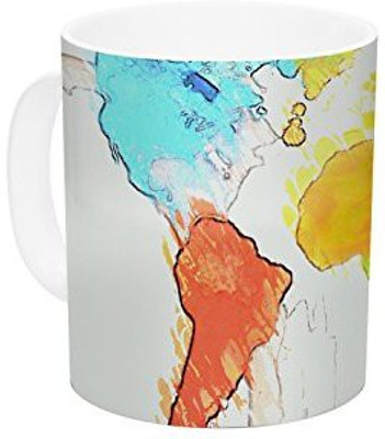 

Kess InHouse InHouse Oriana Cordero World Map Rainbow White Ceramic Coffee, 11 oz, Multicolor Ceramic Mug(60 ml)