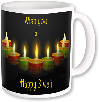 

PhotogiftsIndia Colorful Candle With Happy Diwali Coffee Ceramic Mug(325 ml), Multicolor