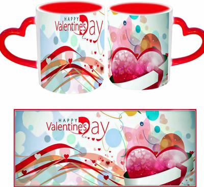 

Raj Laxmi Heart gift red handle valentine. Ceramic Mug(350 ml)