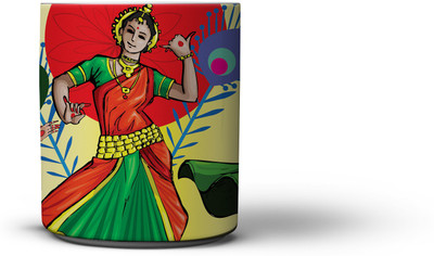 

The Indian 300ml Dance Form Ceramic Mug(300 ml), Multicolor