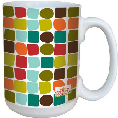 

Tree-Free Greetings Greetings lm43494 Contemporary Shapes Grid by Carolyn Gavin Ceramic with Full-Sized Handle, 15-Ounce Ceramic Mug(60 ml), Multicolor