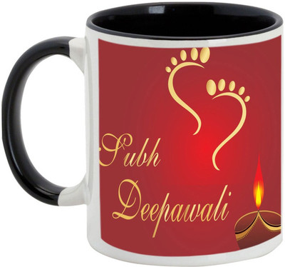 

AllUPrints Diwali Gifts - Happy Deepawali To Friends And Family Ceramic Mug(325 ml), Black
