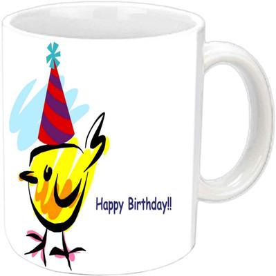 

Raj Laxmi cute bird b'day white Ceramic Mug(350 ml)