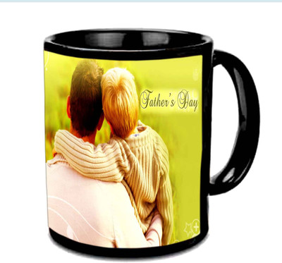 

Raj Laxmi Caring Dad With His Son Multicolor Ceramic Mug(350 ml), Black