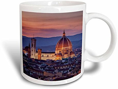 

3dRose mug_209698_1 Twilight Over The Duomo, Florence, Tuscany, Italy Ceramic, 11 oz, White Ceramic Mug(60 ml), Multicolor