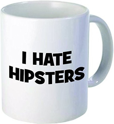 

Rikki Knight Knight I Hate Hipsters Ceramic Coffee, 11 oz, White Ceramic Mug(60 ml), Multicolor