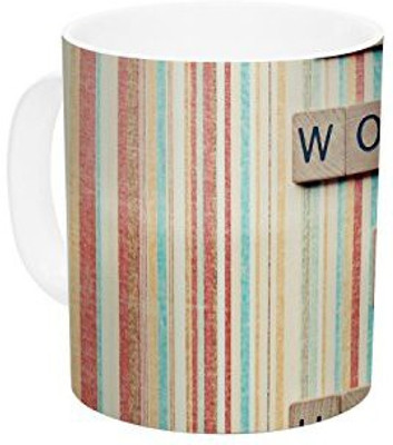 

Kess InHouse InHouse Nastasia Cook Don't Worry Be Happy Typography Ceramic Coffee, 11 oz, Multicolor Ceramic Mug(60 ml)