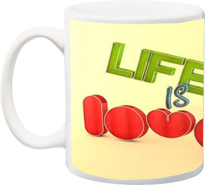 

ME&YOU Gift for Husband/Wife/Girlfriend/Boyfriend/Lover;"Special Beautiful Life is Love red 3D printed Ceramic Mug(325 ml), Multicolor