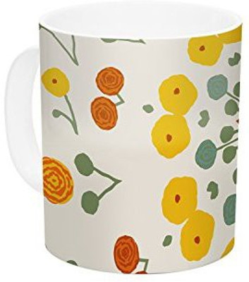 

Kess InHouse InHouse Laura Nicholson Ranunculas Floral Yellow Ceramic Coffee, 11 oz, Multicolor Ceramic Mug(60 ml)