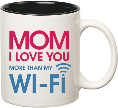 

HuppmeGift Mom Love Inner Black Ceramic Mug(350 ml), Black;white