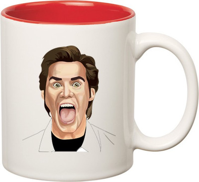 

HuppmeGift Jim Carry Inner Red Ceramic Mug(350 ml), Red;white