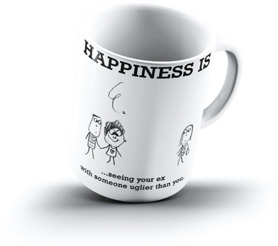 

Ucard Happiness Is1095 Bone China, Ceramic, Porcelain Mug(325 ml), Multicolor