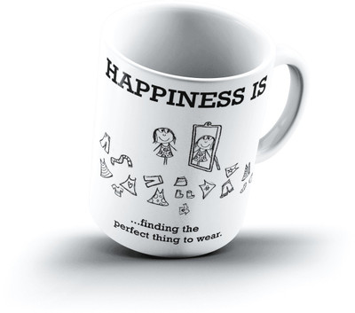 

Ucard Happiness Is1617 Bone China, Ceramic, Porcelain Mug(325 ml), Multicolor