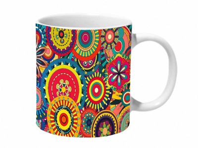 Mooch Wale Colorful Indian Rangoli Patterns Ceramic Coffee Mug(325 ml)