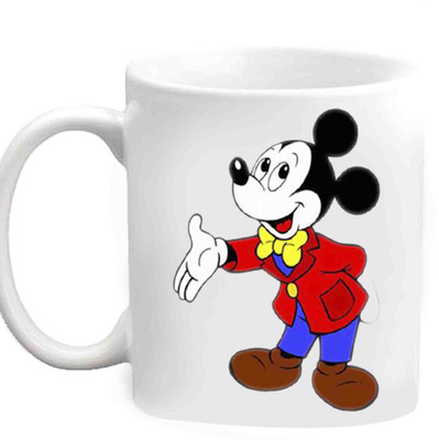 

Raj Laxmi Cute Mickey Mouse White Ceramic Mug(350 ml)