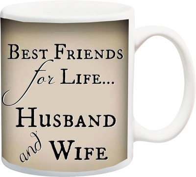 

ME&YOU Valentines And Anniversary Gift ; Best Friends For Life... Husband And Wife Printed Ceramic Mug(325 ml), Multicolor