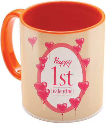 

SKY TRENDS Valentine Gift for Girlfriend Love Printed I Love U Forever Perfect for Her Him Wife Fiance Anniversary And Birthday STGD234 Ceramic Mug(325 ml), Orange