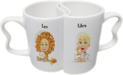 

Ucard Leo and Libra Zodiac Sign Valentines Day Couple Bone China, Ceramic, Porcelain Mug(325 ml), Multicolor