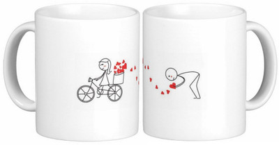 

Exoctic Silver Love Couple Anniversary 004 Ceramic Mug(300 ml, Pack of 2), Black;red;white
