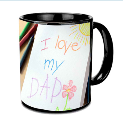 

Raj Laxmi I Love My Dad Childish Fonts Design Multicolor Ceramic Mug(3.5 ml), Black