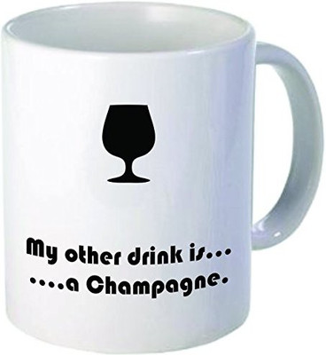 

Rikki Knight LLC Knight My Other Drink Champagne 11 oz Ceramic Coffee Cup Ceramic Mug(60 ml), Multicolor